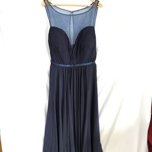 Midnight Blue Sweetheart Neckline Chiffon Gown